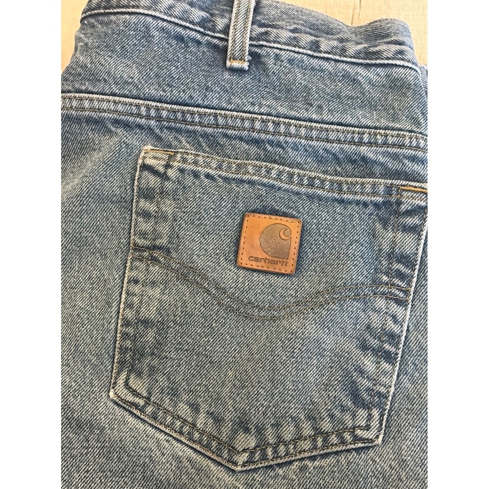 Carhartt Flannel Lined Relaxed Fit Jeans Blue Distressed B172 DNY 38x36
